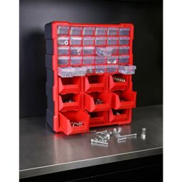 Loops 375 x 165 x 470mm 39 Drawer Parts Cabinet - RED - Wall Mounted / Standing Box - thumbnail 3
