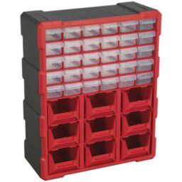 Loops 375 x 165 x 470mm 39 Drawer Parts Cabinet - RED - Wall Mounted / Standing Box - thumbnail 4