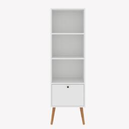 BIMOSSA Janus Wooden Bookcase w/ Cabinet Small Bookshelf w/ 3 Shelves & Storage, Narrow Bookcase for Book Storage, Kids Bookshelf for Modern Living - thumbnail 5