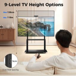 "Costway Mobile TV Stand Adjustable Media Console Cart for 32"" 80"" Flat/Curved TVs in Black" - thumbnail 4