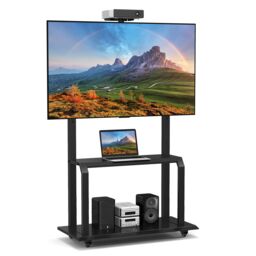 "Costway Mobile TV Stand Adjustable Media Console Cart for 32"" 80"" Flat/Curved TVs in Black" - thumbnail 1