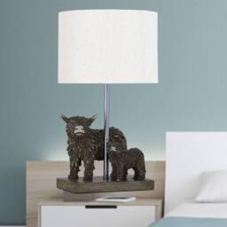 First Choice Lighting Set of 2 Angus & Hamish - Highland Cows Table Lamps With Linen Shade in Brown - thumbnail 6
