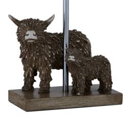 First Choice Lighting Set of 2 Angus & Hamish - Highland Cows Table Lamps With Linen Shade in Brown - thumbnail 4