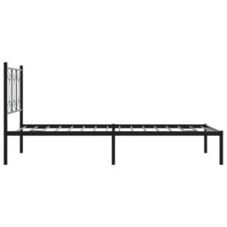 Berkfield Home Metal Bed Frame without Mattress with Headboard Black 100x200cm - Size: 100x200 cm - thumbnail 5