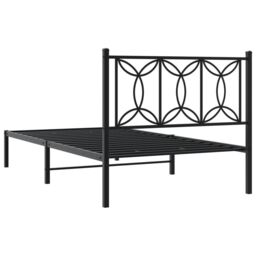 Berkfield Home Metal Bed Frame without Mattress with Headboard Black 100x200cm - Size: 100x200 cm - thumbnail 6