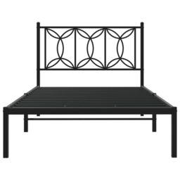 Berkfield Home Metal Bed Frame without Mattress with Headboard Black 100x200cm - Size: 100x200 cm - thumbnail 4