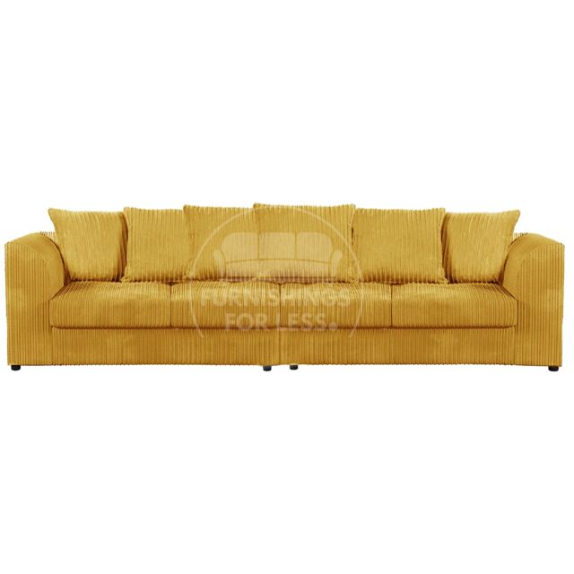 Furnishings For Less UK Luxor Long Fabric Jumbo Cord 4 Seater Sofa - Scatter Back in Mustard - image 1