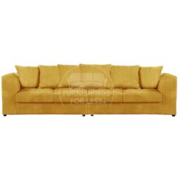 Furnishings For Less UK Luxor Long Fabric Jumbo Cord 4 Seater Sofa - Scatter Back in Mustard - thumbnail 1