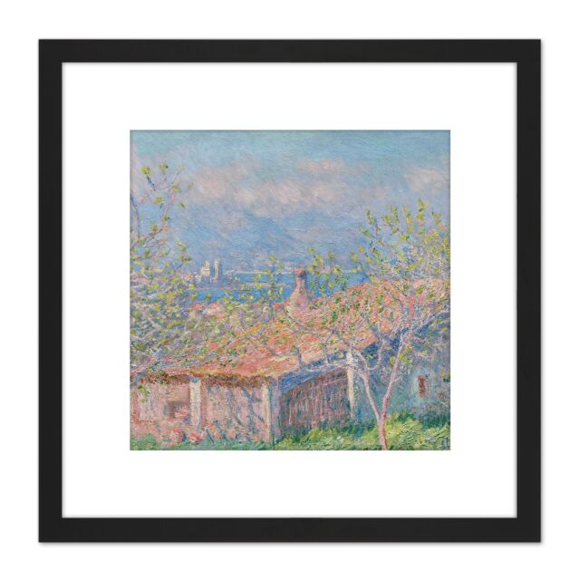 Artery8 Monet Gardeners House At Antibes 8X8 Inch Square Wooden Framed Wall Art Print Picture with Mount in Black - image 1