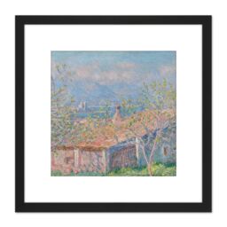 Artery8 Monet Gardeners House At Antibes 8X8 Inch Square Wooden Framed Wall Art Print Picture with Mount in Black - thumbnail 1