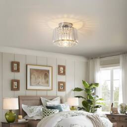 COMELY Crystal Ceiling Light, Modern Semi Flush Mount Ceiling Lamp in Silver - thumbnail 2