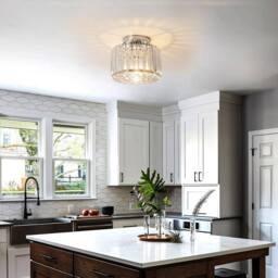 COMELY Crystal Ceiling Light, Modern Semi Flush Mount Ceiling Lamp in Silver - thumbnail 4