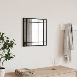Berkfield Home Wall Mirror Black 40x40 cm Square Iron - thumbnail 1