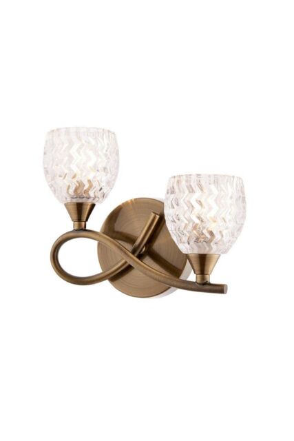 Netlighting Boyer 2 Light Indoor Wall Light Antique Brass with Glass G9 in Gold - image 1