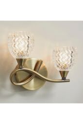 Netlighting Boyer 2 Light Indoor Wall Light Antique Brass with Glass G9 in Gold - thumbnail 2