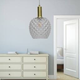 First Choice Lighting Set of 2 Baine - Clear Textured Glass Satin Brass Deco Pendants - thumbnail 5