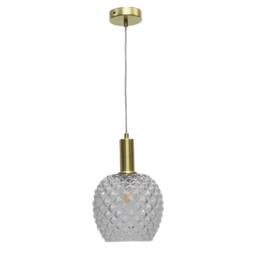First Choice Lighting Set of 2 Baine - Clear Textured Glass Satin Brass Deco Pendants - thumbnail 2