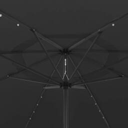 Berkfield Home Outdoor Parasol with LED Lights & Metal Pole 400 cm Black - thumbnail 4