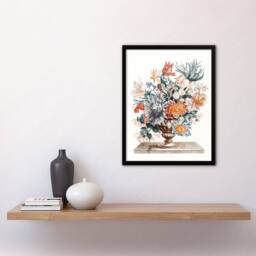 Artery8 Stone Vase with Flower Bouquet Johan Teyler Framed Wall Art Print in White - Size: A4 - thumbnail 2