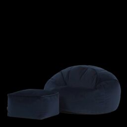 icon Kingston Classic Velvet Bean Bag Chair & Pouffe Pink Bean Bag Chair in Dark Blue - thumbnail 3