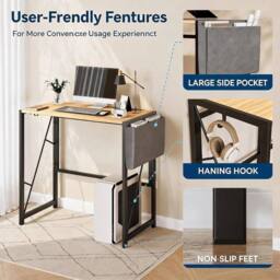 KORVIXA Folding Desk Foldable Computer Desk Table in Beige - Size: 100 cm - thumbnail 3