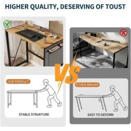 KORVIXA Folding Desk Foldable Computer Desk Table in Beige - Size: 100 cm - thumbnail 5