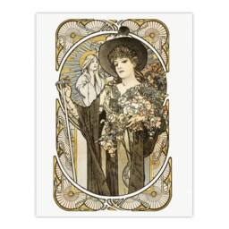 "Artery8 La Tosca Theatre Play Vintage French Advert Wall Art Print Mucha in White - Size: W12"" x H16""" - thumbnail 1