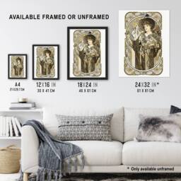 "Artery8 La Tosca Theatre Play Vintage French Advert Wall Art Print Mucha in White - Size: W12"" x H16""" - thumbnail 3