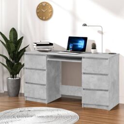 Berkfield Home Writing Desk Concrete Grey 140x50x77 cm Engineered Wood - Size: 140 x 50 x 77 cm