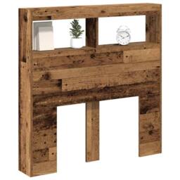 Berkfield Home Headboard Cabinet with LED Old Wood 100x17x102 cm in Brown - Size: 100 x 17 x 102 cm - thumbnail 5
