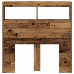 Berkfield Home Headboard Cabinet with LED Old Wood 100x17x102 cm in Brown - Size: 100 x 17 x 102 cm - thumbnail 7