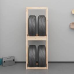Berkfield Home Tire Rack 63x40x180 cm Solid Wood Pine in Brown - Size: 63 x 40 x 180 cm - thumbnail 3