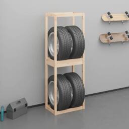 Berkfield Home Tire Rack 63x40x180 cm Solid Wood Pine in Brown - Size: 63 x 40 x 180 cm