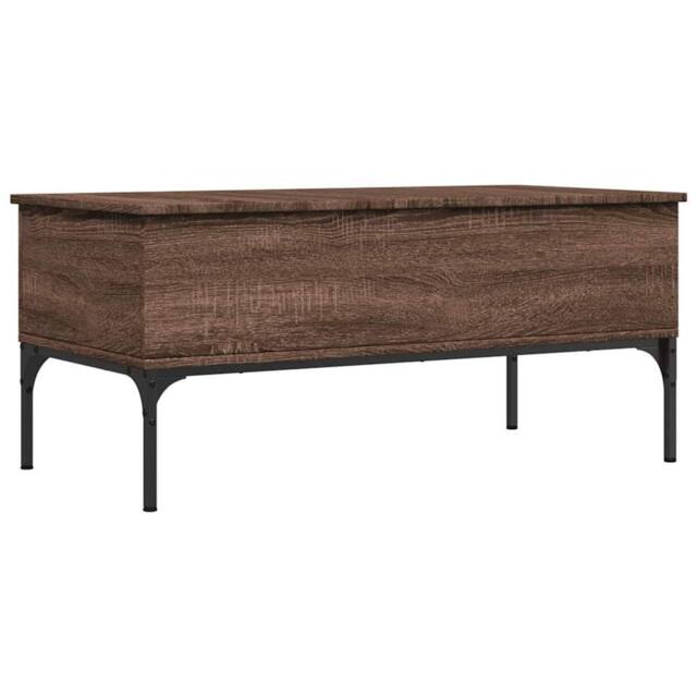 Berkfield Home Coffee Table Brown Oak 100x50x45 cm Engineered Wood & Metal - Size: 100 x 50 x 45 cm - image 1