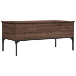 Berkfield Home Coffee Table Brown Oak 100x50x45 cm Engineered Wood & Metal - Size: 100 x 50 x 45 cm - thumbnail 7