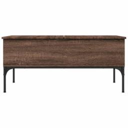 Berkfield Home Coffee Table Brown Oak 100x50x45 cm Engineered Wood & Metal - Size: 100 x 50 x 45 cm - thumbnail 5