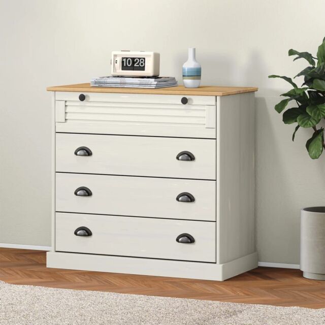Berkfield Home Chest of Drawers VIGO White 80x40x76 cm Solid Wood Pine - Size: 80 x 40 x 76 cm - image 1
