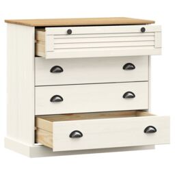 Berkfield Home Chest of Drawers VIGO White 80x40x76 cm Solid Wood Pine - Size: 80 x 40 x 76 cm - thumbnail 5