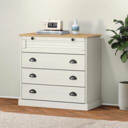 Berkfield Home Chest of Drawers VIGO White 80x40x76 cm Solid Wood Pine - Size: 80 x 40 x 76 cm - thumbnail 1