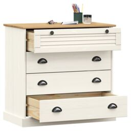 Berkfield Home Chest of Drawers VIGO White 80x40x76 cm Solid Wood Pine - Size: 80 x 40 x 76 cm - thumbnail 3