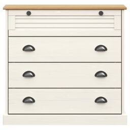 Berkfield Home Chest of Drawers VIGO White 80x40x76 cm Solid Wood Pine - Size: 80 x 40 x 76 cm - thumbnail 4