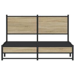 Berkfield Home Metal Bed Frame without Mattress Sonoma Oak 140x190 cm in Brown - thumbnail 5