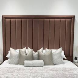 Living Comfort Bedz Hampton Slatted Base Upholstered Bed with 54-Inch panel Headboard in Brown - Size: Single - thumbnail 3