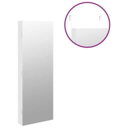 Berkfield Home Mirror Jewellery Cabinet with LED Lights Wall Mounted White - thumbnail 9
