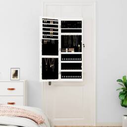 Berkfield Home Mirror Jewellery Cabinet with LED Lights Wall Mounted White