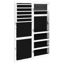 Berkfield Home Mirror Jewellery Cabinet with LED Lights Wall Mounted White - thumbnail 7