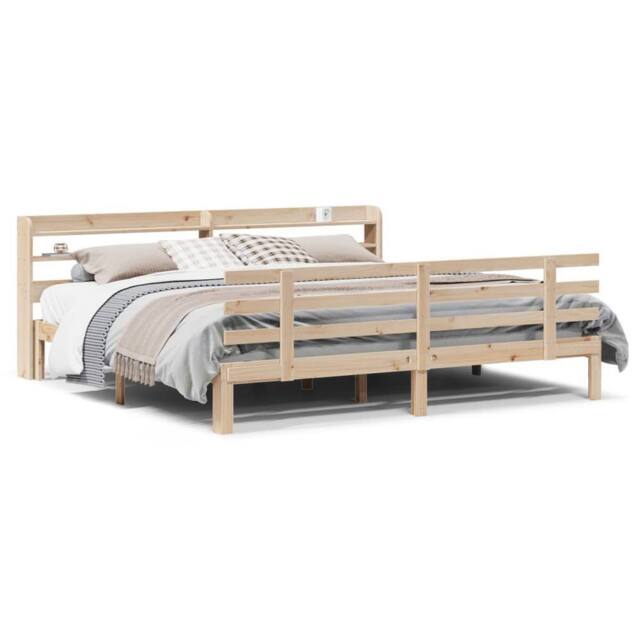 Berkfield Home Bed Frame with Headboard without Mattress 200x200 cm in Light Tan - image 1