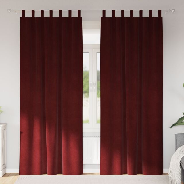 Berkfield Home Blackout Curtains with Hanging Loops 2 pcs Wine Red Velvet - image 1