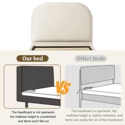 BTM 3ft Single Upholstered Hydraulic Storage Bed Frame Velvet Beige - thumbnail 8