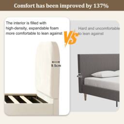 BTM 3ft Single Upholstered Hydraulic Storage Bed Frame Velvet Beige - thumbnail 6